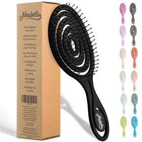 Ninabella front view black brush showing sleek profile and easy grip