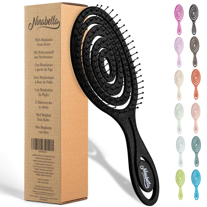 Ninabella front view black brush showing sleek profile and easy grip
