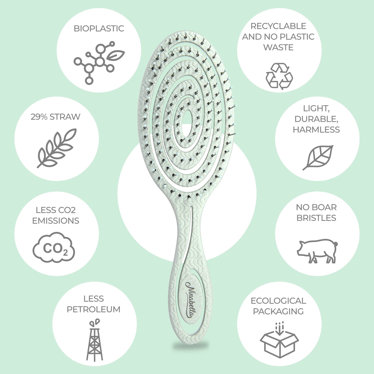 Ninabella brush held in hand for size and ergonomic grip demonstration