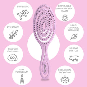 Ninabella brush held in hand to show size and light weight for easy use