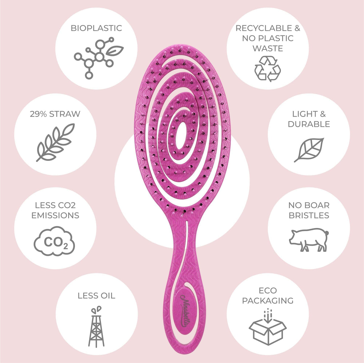 Ninabella brush held in hand to show compact size and travel-friendly scale