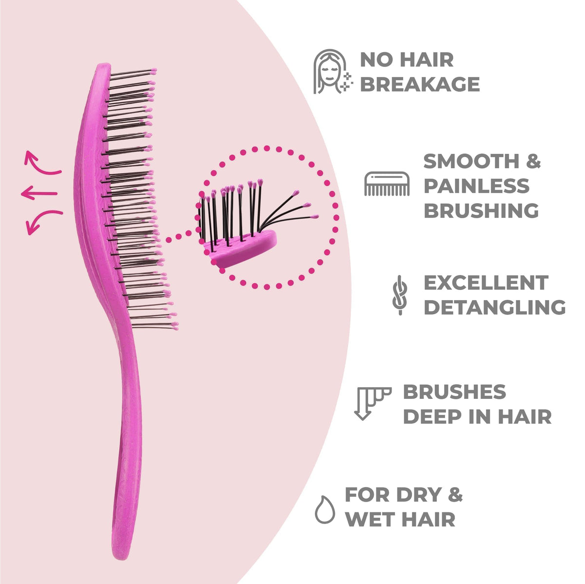 Ninabella close-up of spiral spring-mounted head demonstrating gentle detangling action