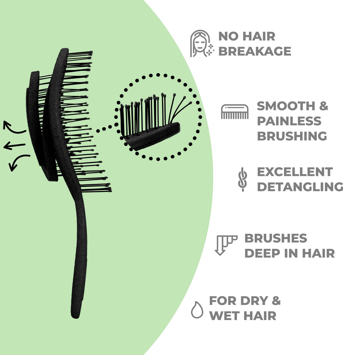 Ninabella spiral spring head close-up highlighting tangle-release action