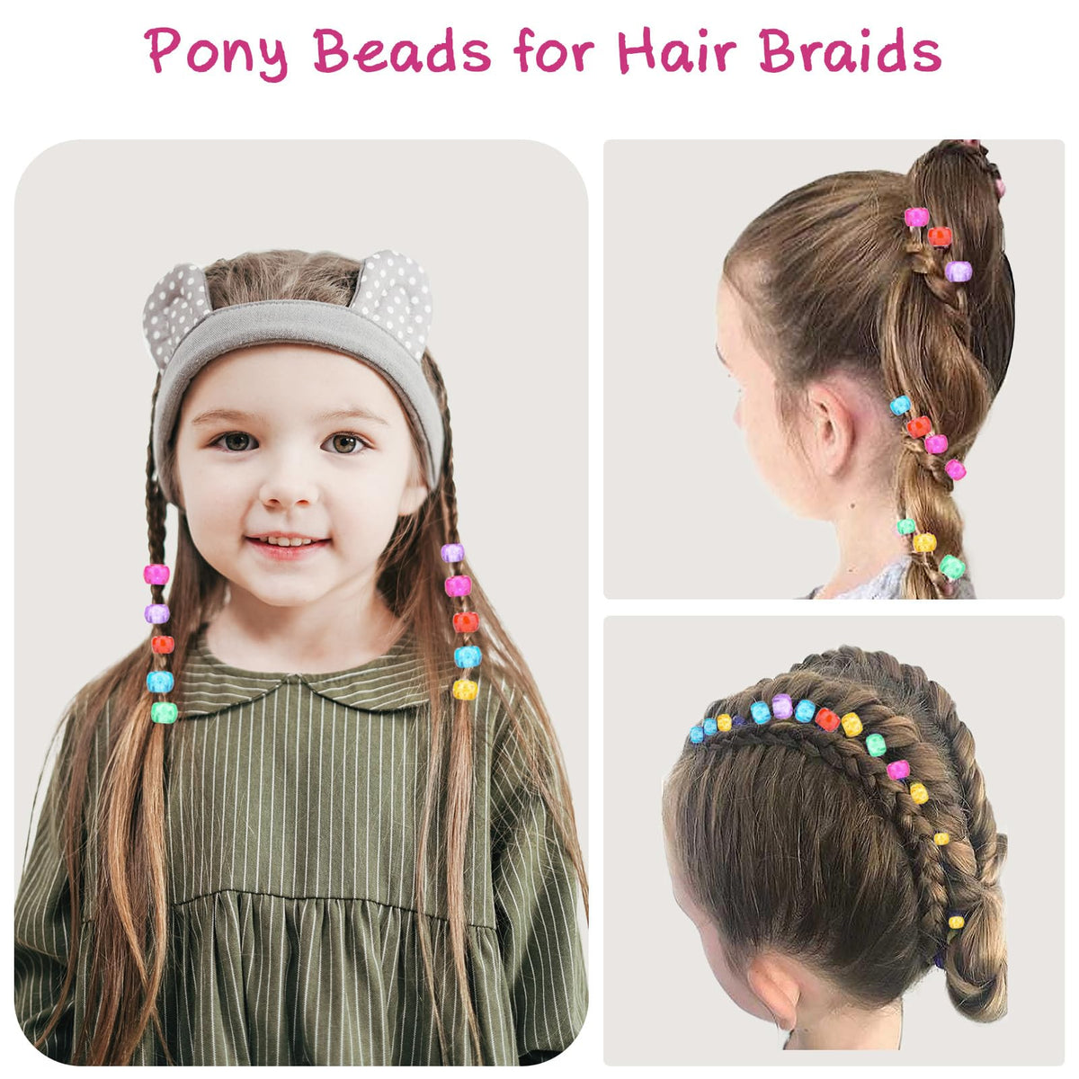 Ningrou styled braids on child demonstrating colorful finished hairstyle