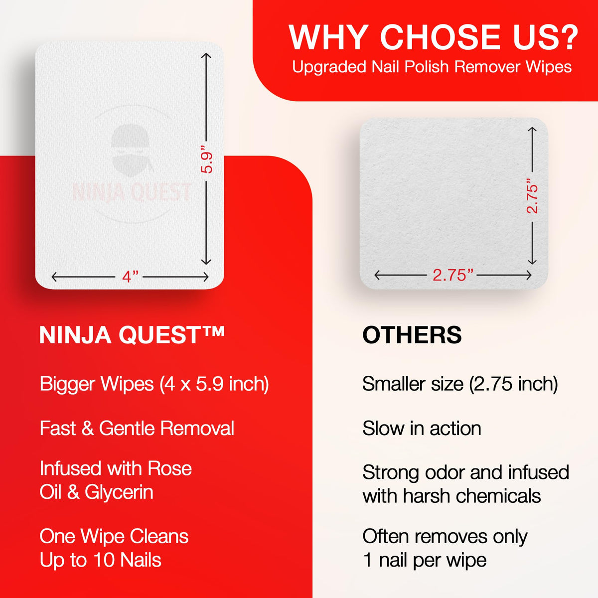 NINJA QUEST individually wrapped pads stacked to show hygiene and travel-friendly sealing