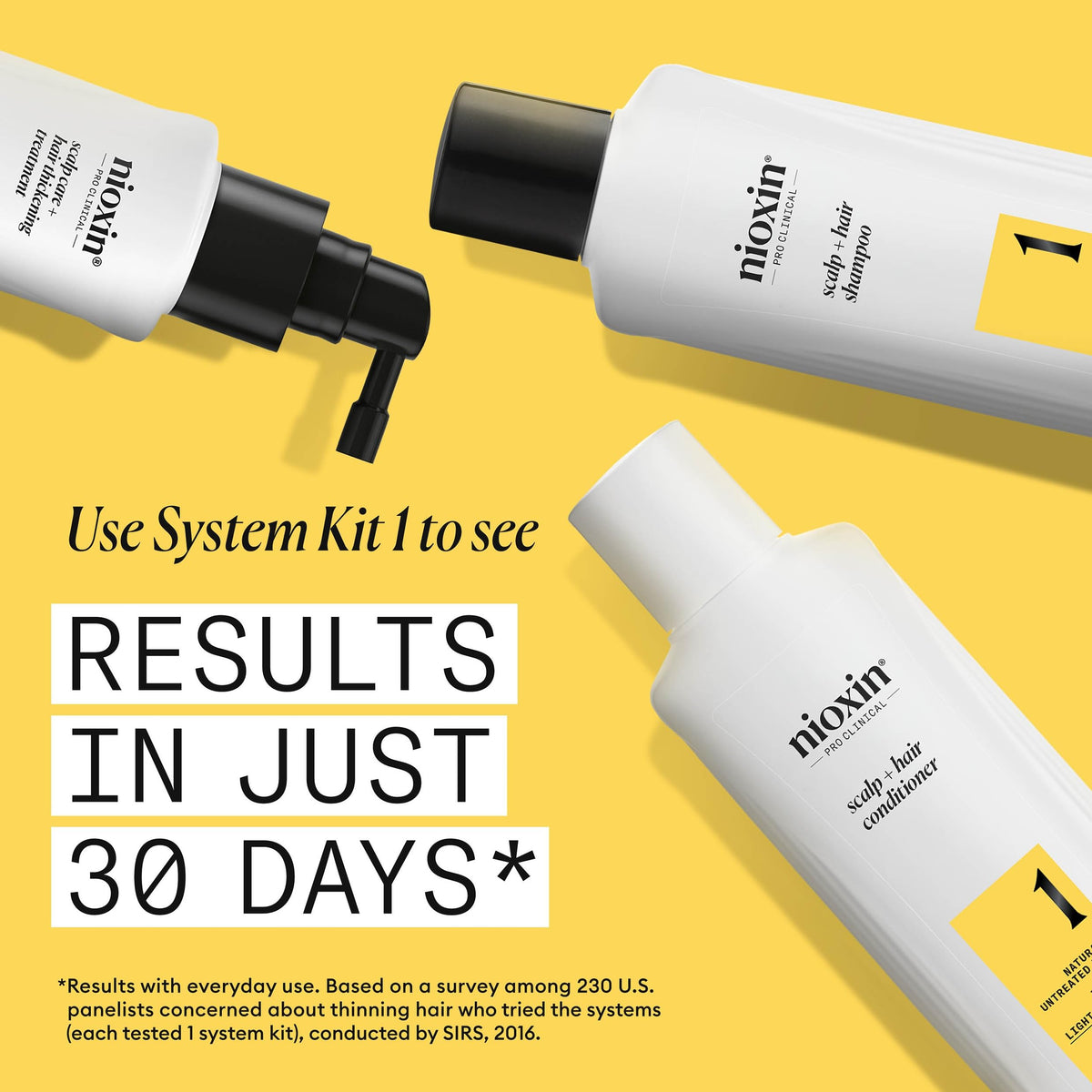 Nioxin being applied to scalp at roots to boost volume and scalp health