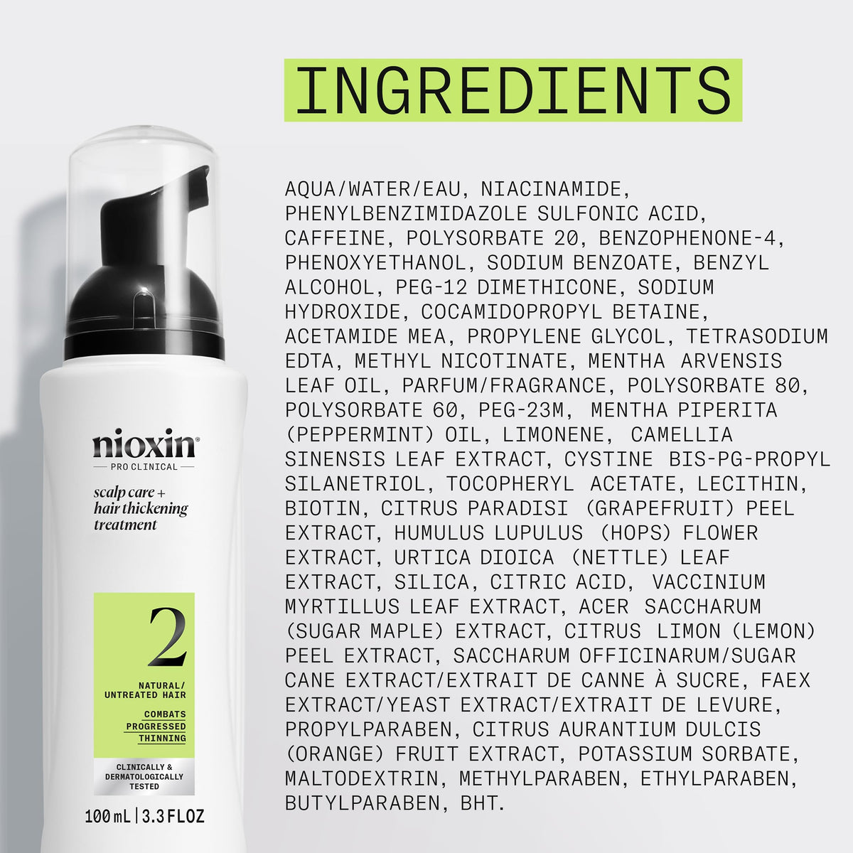 NIOXIN bottle arranged with botanicals illustrating nourishing plant extracts