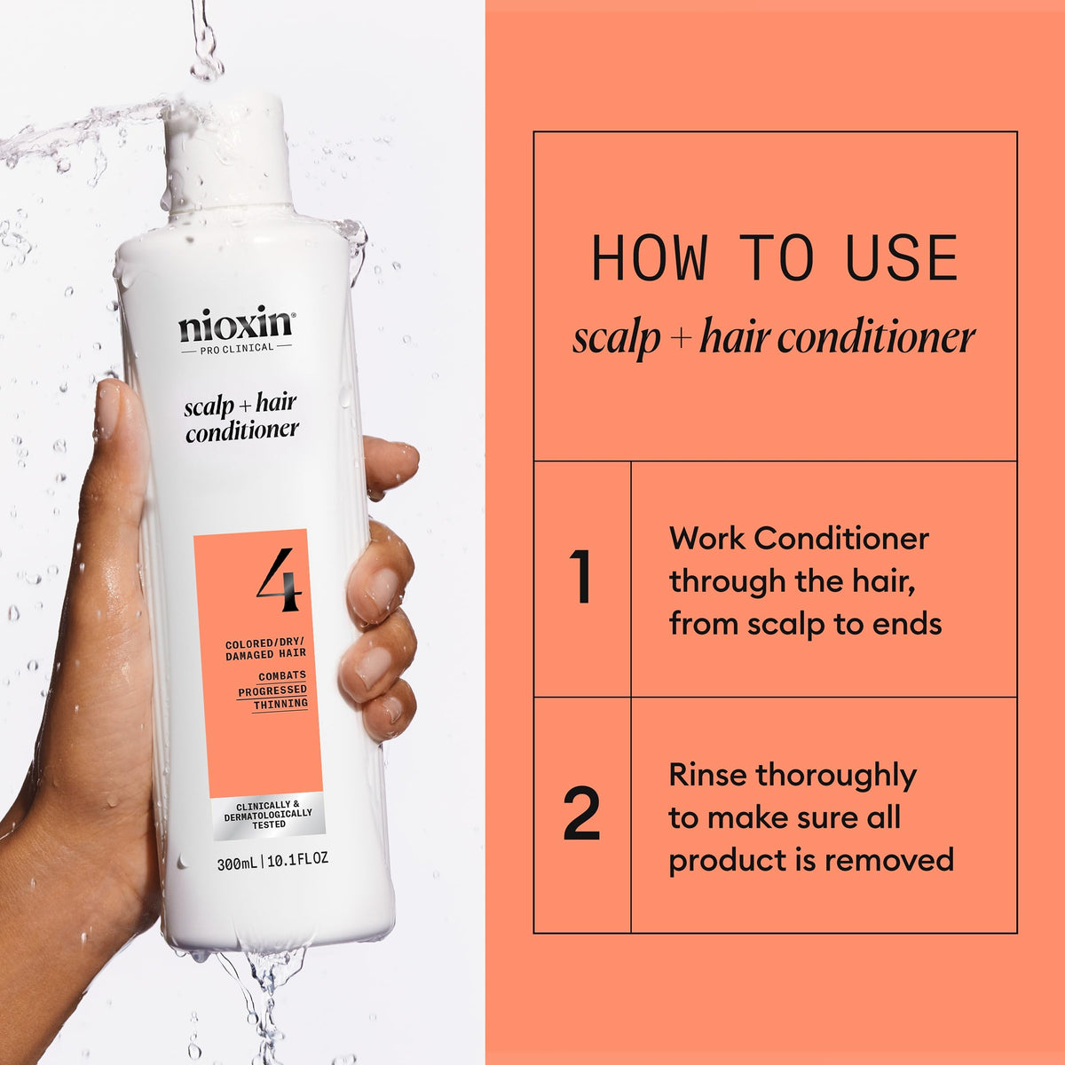 Nioxin conditioner applied to scalp showing targeted nourishment and resilience