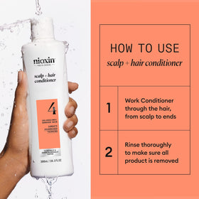 Nioxin conditioner applied to scalp showing targeted nourishment and resilience