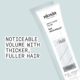 NIOXIN gel texture on fingers showing lightweight spreadability benefit