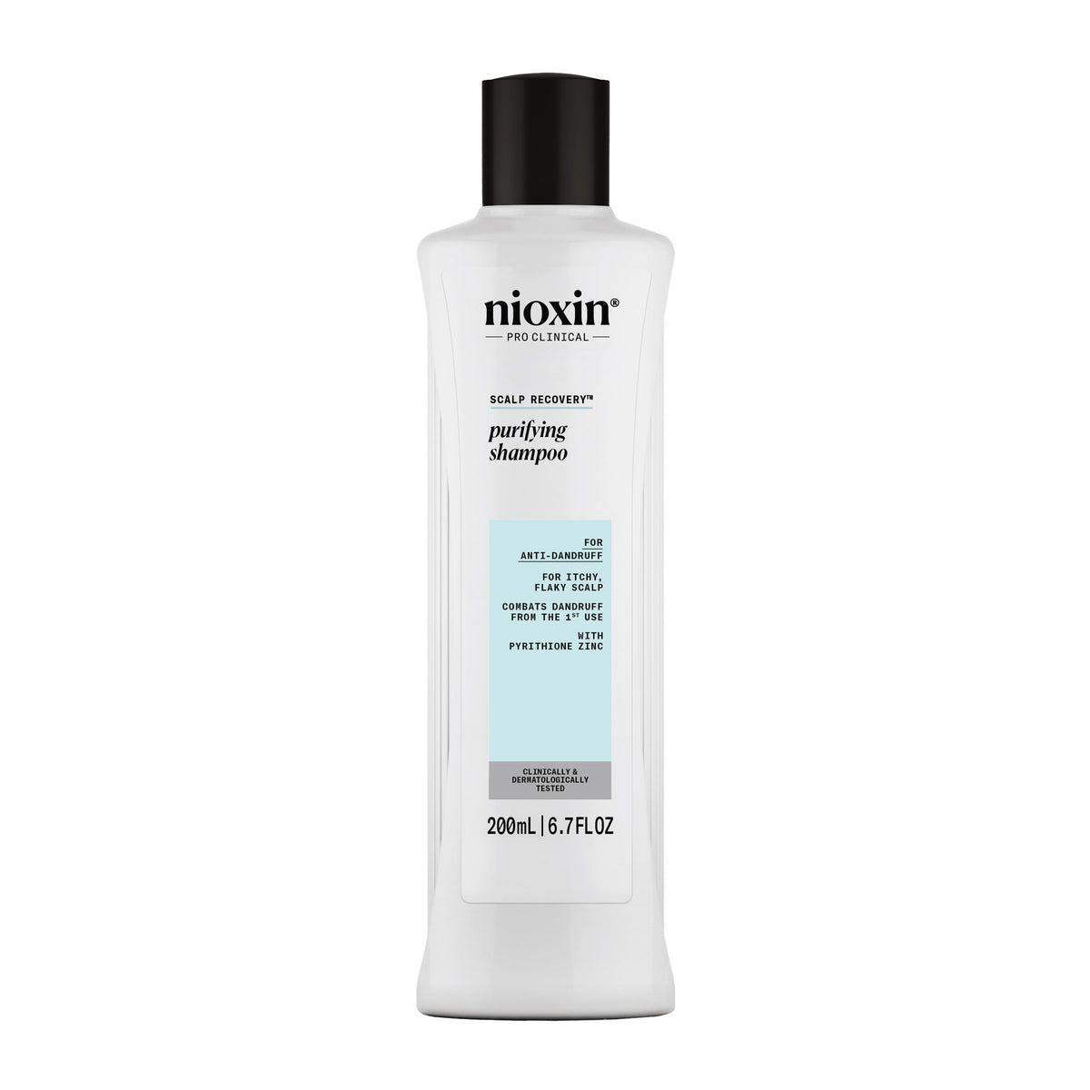 Nioxin front bottle showing label and product benefit of dandruff control