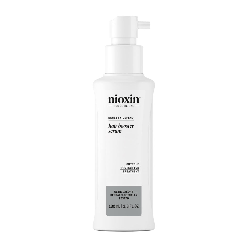 NIOXIN front packaging of Hair Booster Serum showing product and size benefits