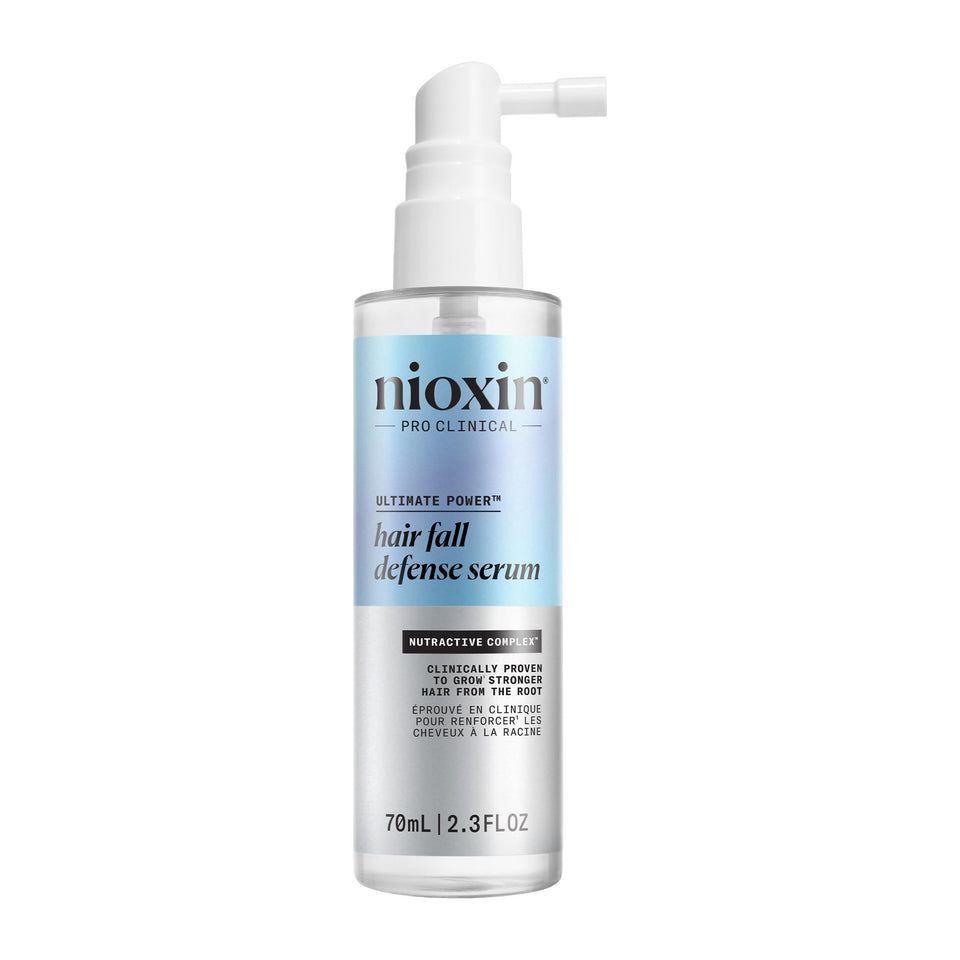 NIOXIN front packaging showing 2.3 fl oz bottle and branding benefit