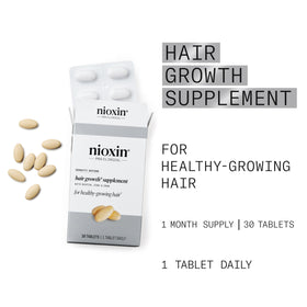 NIOXIN ingredient layout with biotin zinc iron highlighting active nutrients
