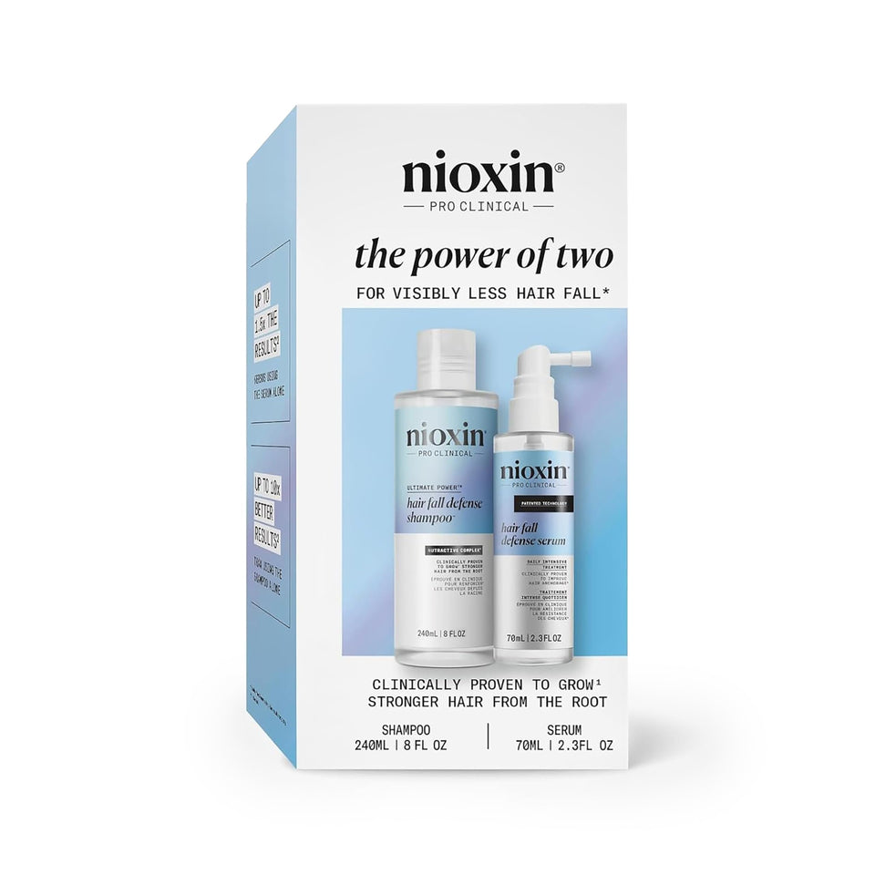 NIOXIN kit front packaging showing both shampoo and serum for clearer scalp