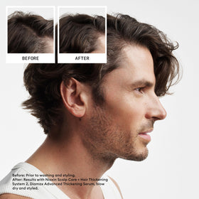 Nioxin leave-in treatment pump closeup highlighting easy, controlled dispensing advantage