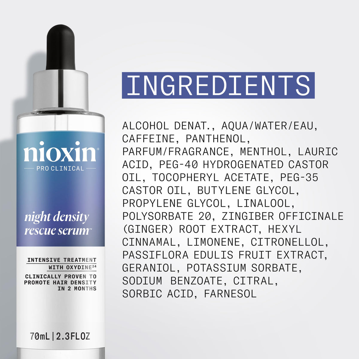 Nioxin bottle on bathroom shelf in lifestyle scene for nightly routine inspiration