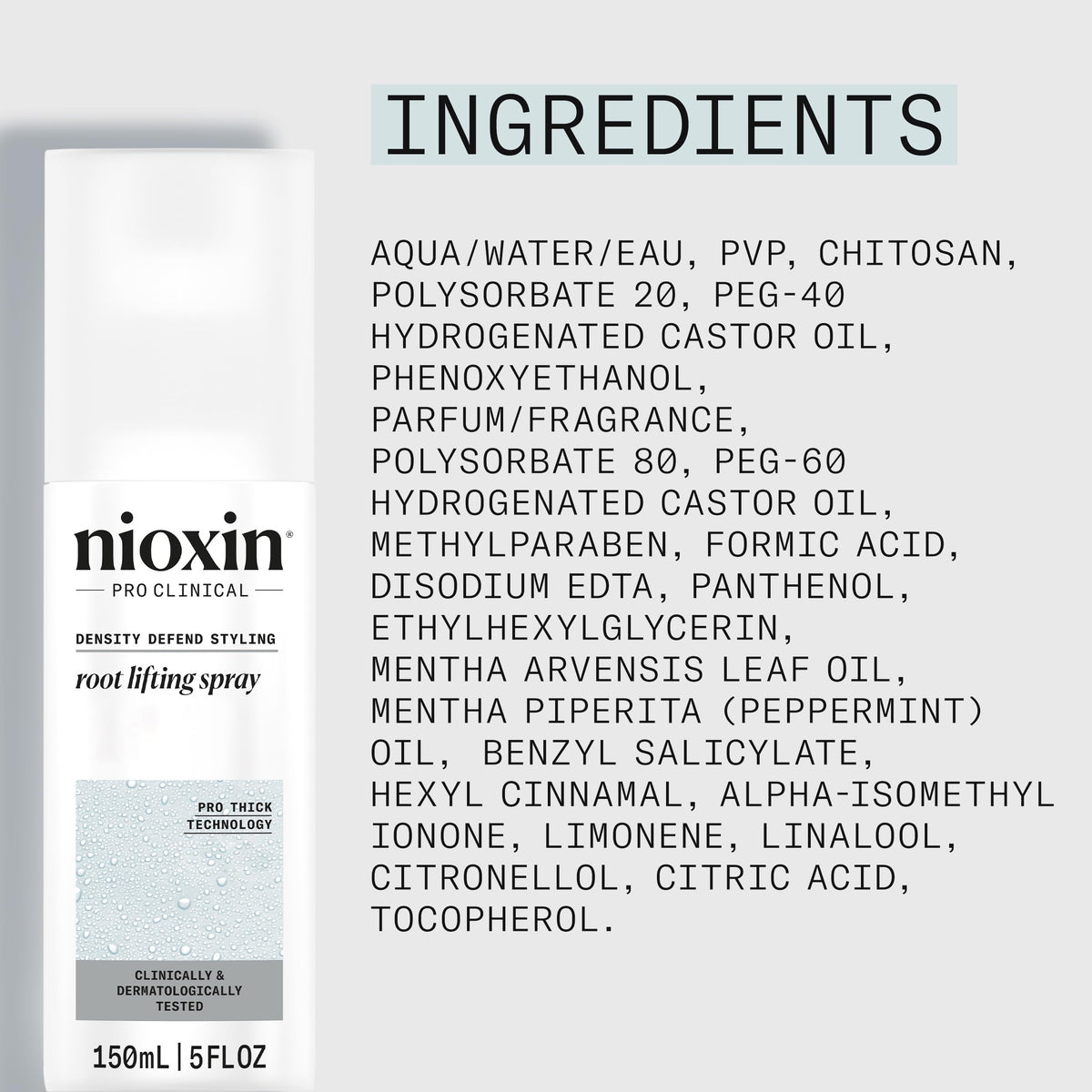 Nioxin bottle in hand for size comparison showing the travel-friendly 5.1 fl oz convenience