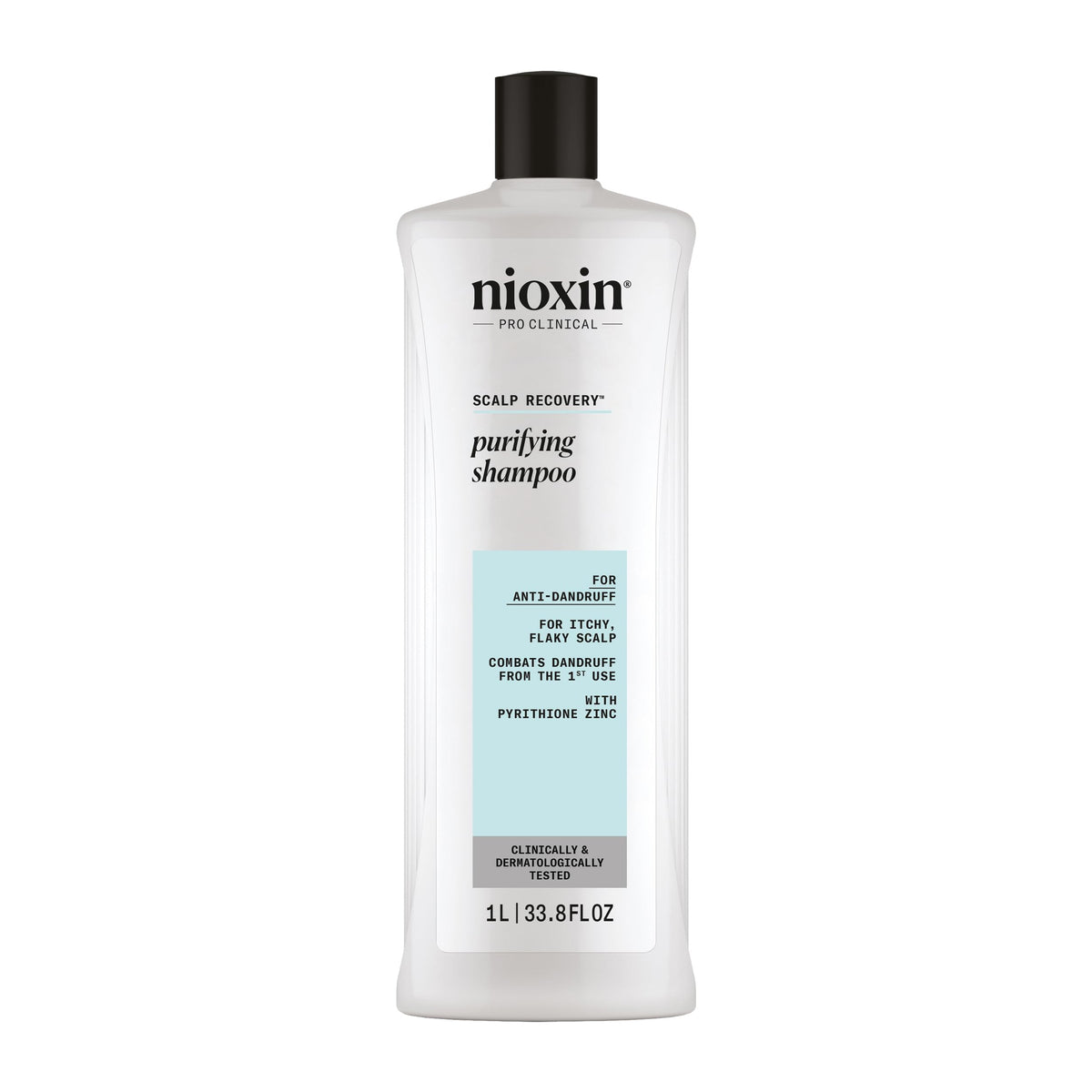 Nioxin bottle front view showing branding and soothing scalp benefits