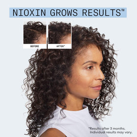 NIOXIN serum on scalp being massaged to improve anchorage and absorption