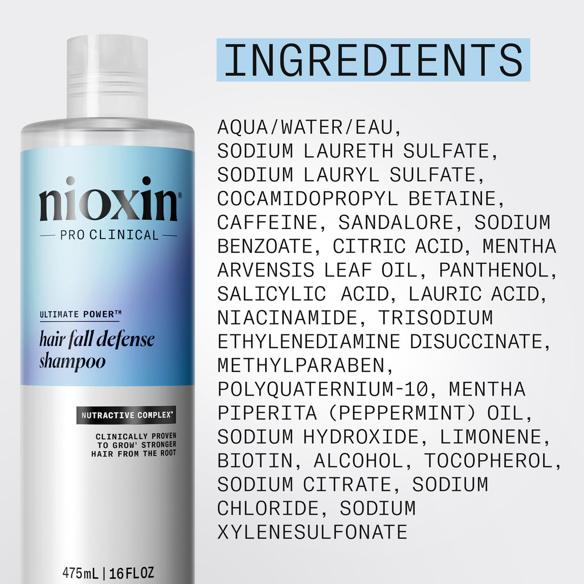 NIOXIN in a bathroom setting showing daily routine use and a neat shelf display