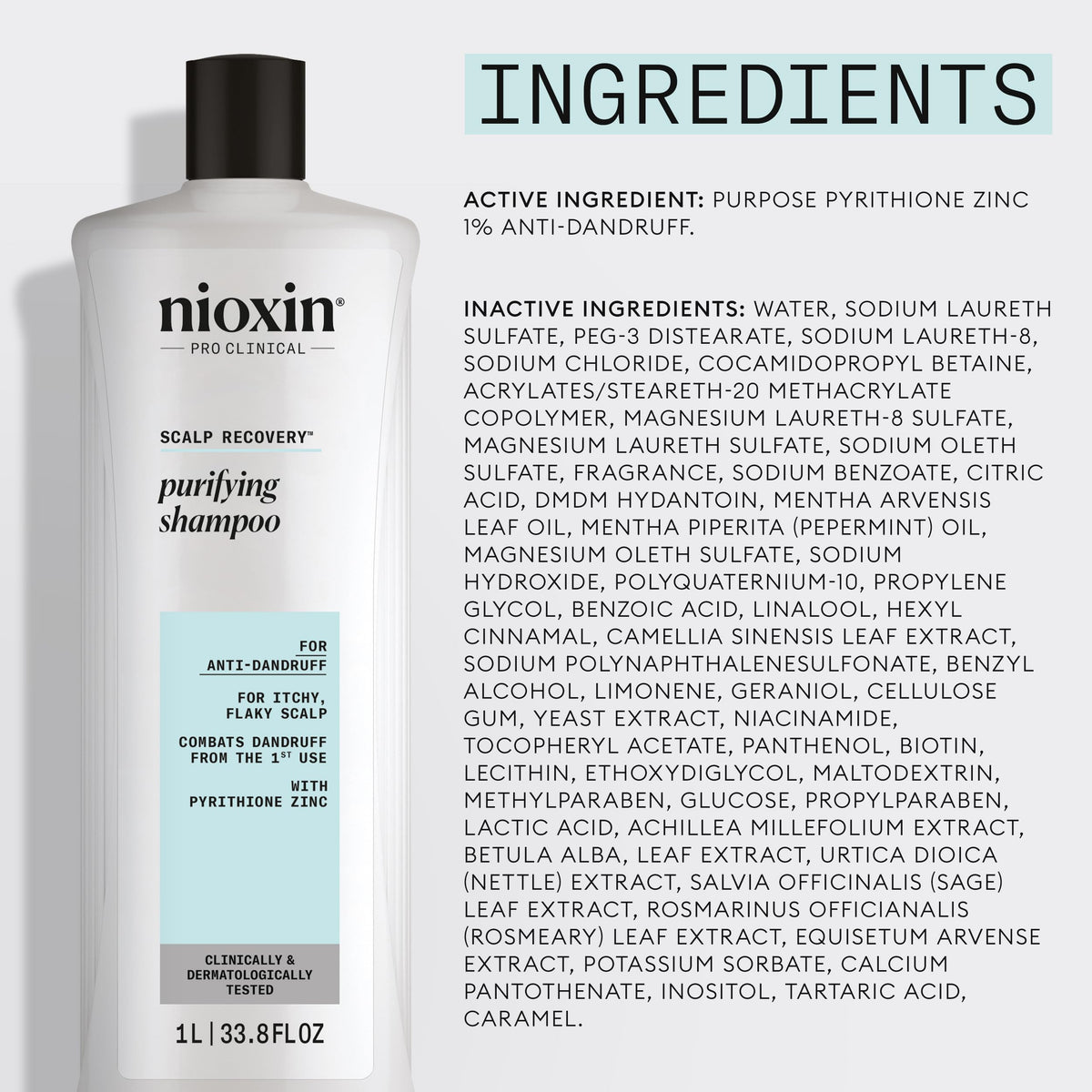33.8 fl oz Nioxin bottle next to standard bottle for size comparison