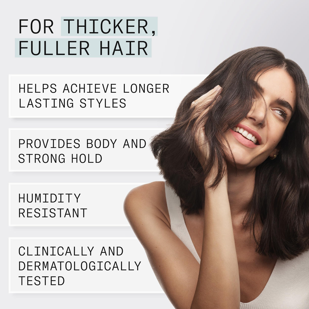 NIOXIN spray in use on styled hair demonstrating long-lasting hold