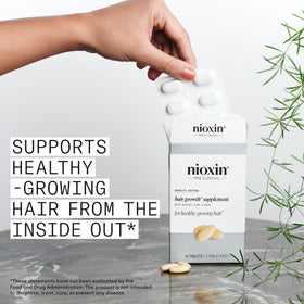NIOXIN supplement facts label clear close-up displaying dosage information