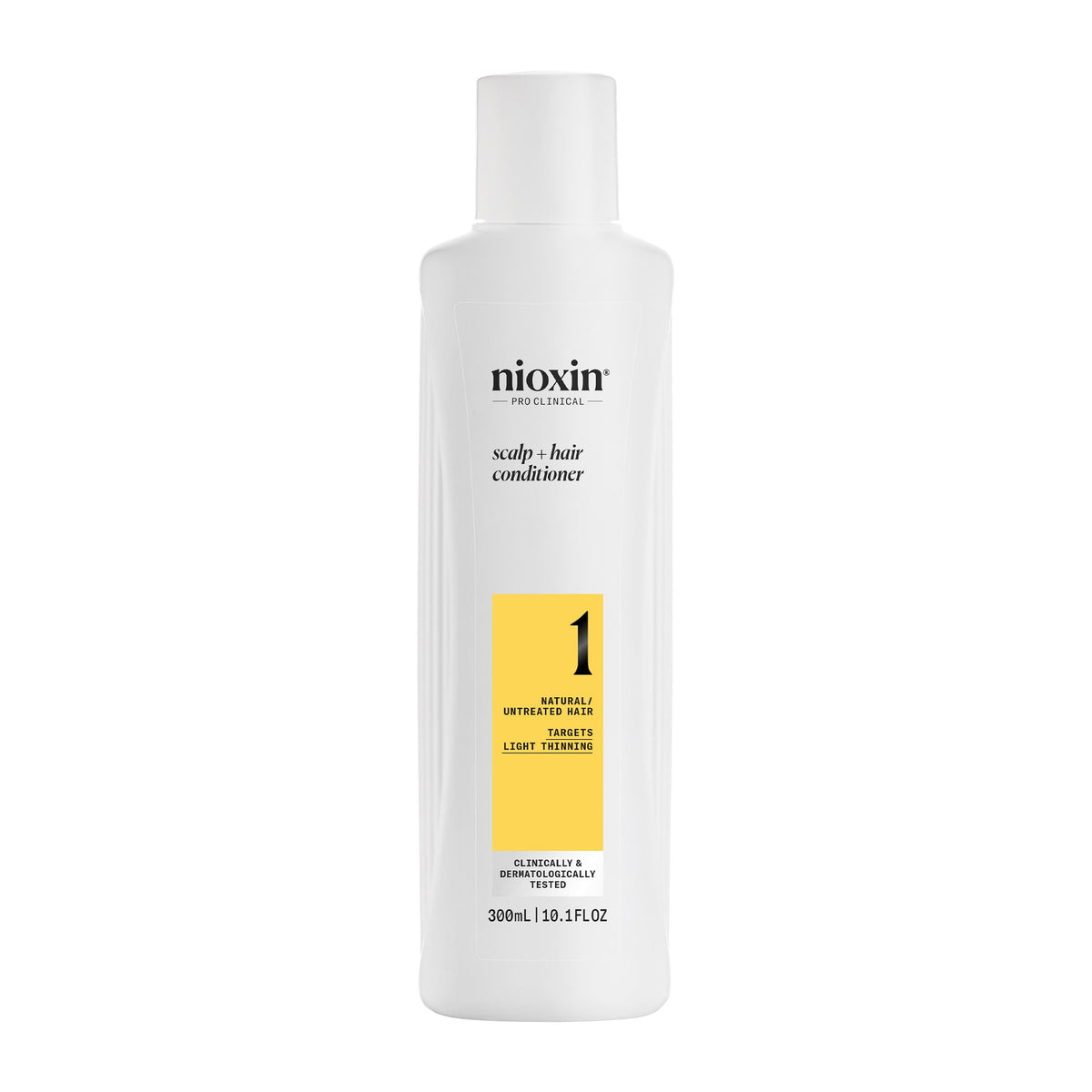 Nioxin System 1 front bottle showing product and branding, highlights lightweight conditioning benefit