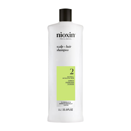 NIOXIN system 2 front bottle showing product and volume for clear identification and confidence