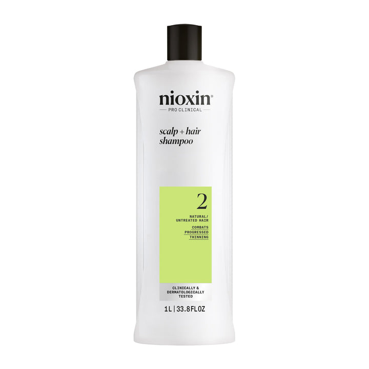 NIOXIN system 2 front bottle showing product and volume for clear identification and confidence