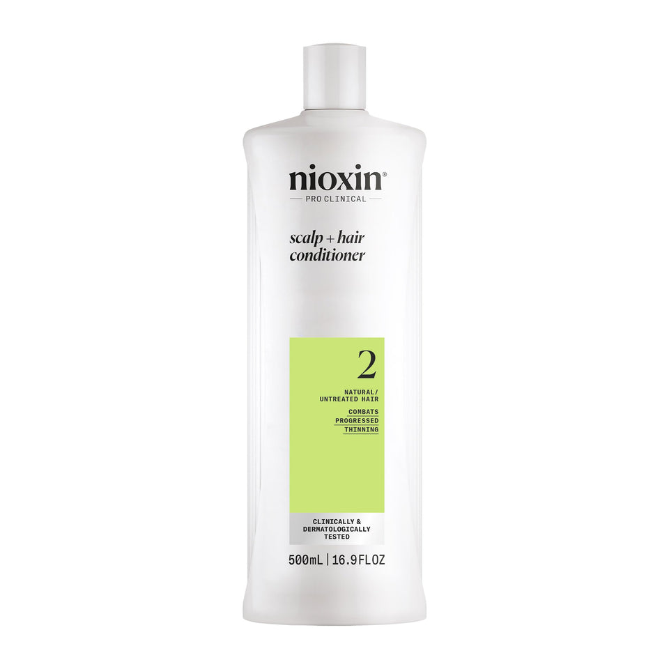 Nioxin System 2 front packaging showing bottle and label benefit