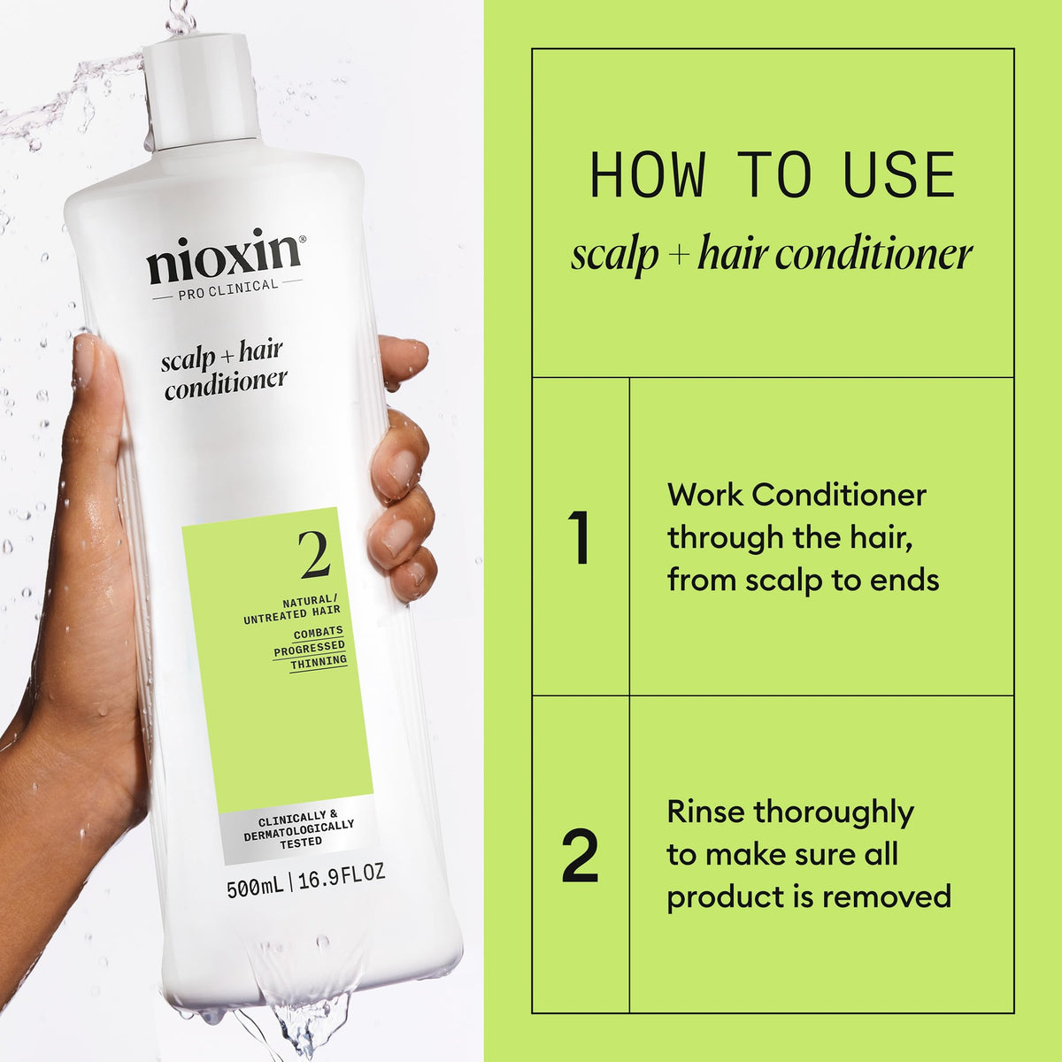 Nioxin 16.9 fl oz bottle size comparison to show scale