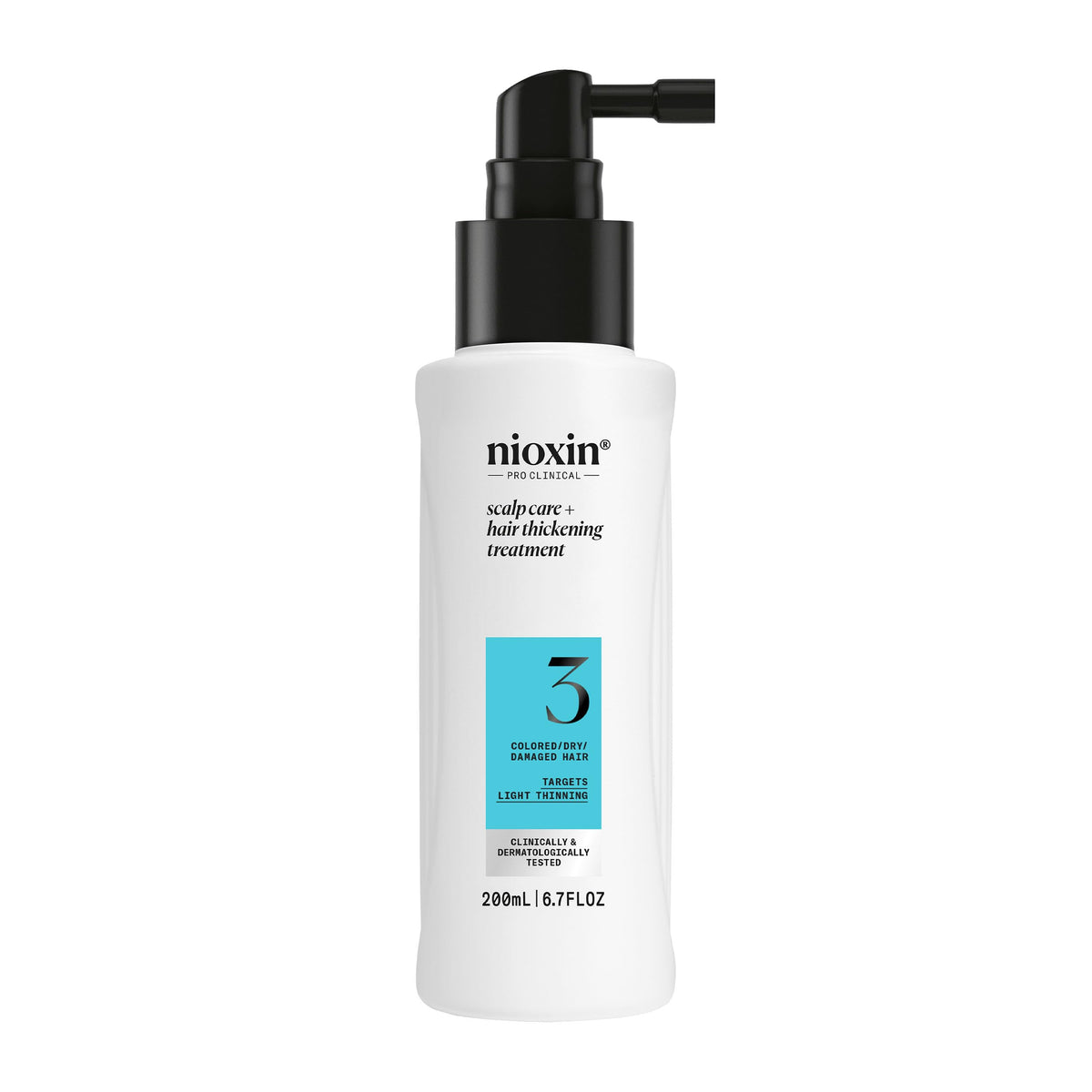 Nioxin front packaging showing bottle and label, clear benefit of professional formulation