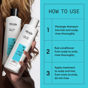 NIOXIN scalp application in use delivering nutrients to roots