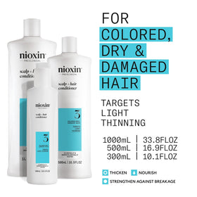 Nioxin conditioner texture pouring to show lightweight, non-greasy formula