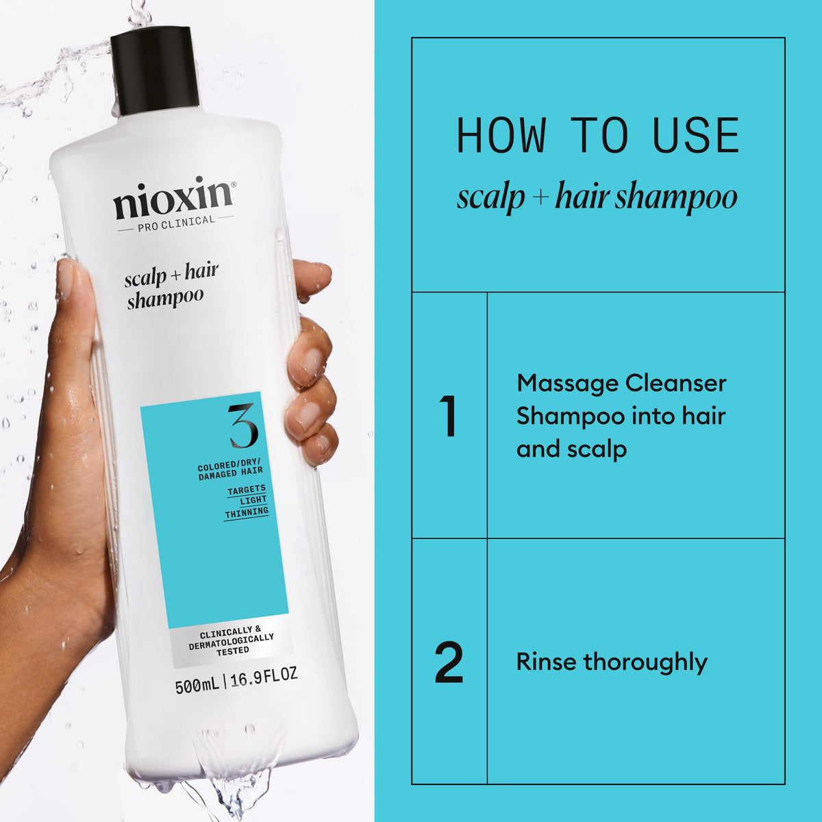 NIOXIN shampoo lather texture close-up demonstrating gentle cleanse