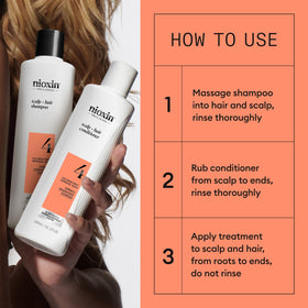 Nioxin before and after visualization, demonstrates improved hair fullness