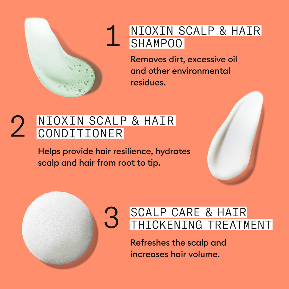 Before and after styled hair showing Nioxin fuller-looking results
