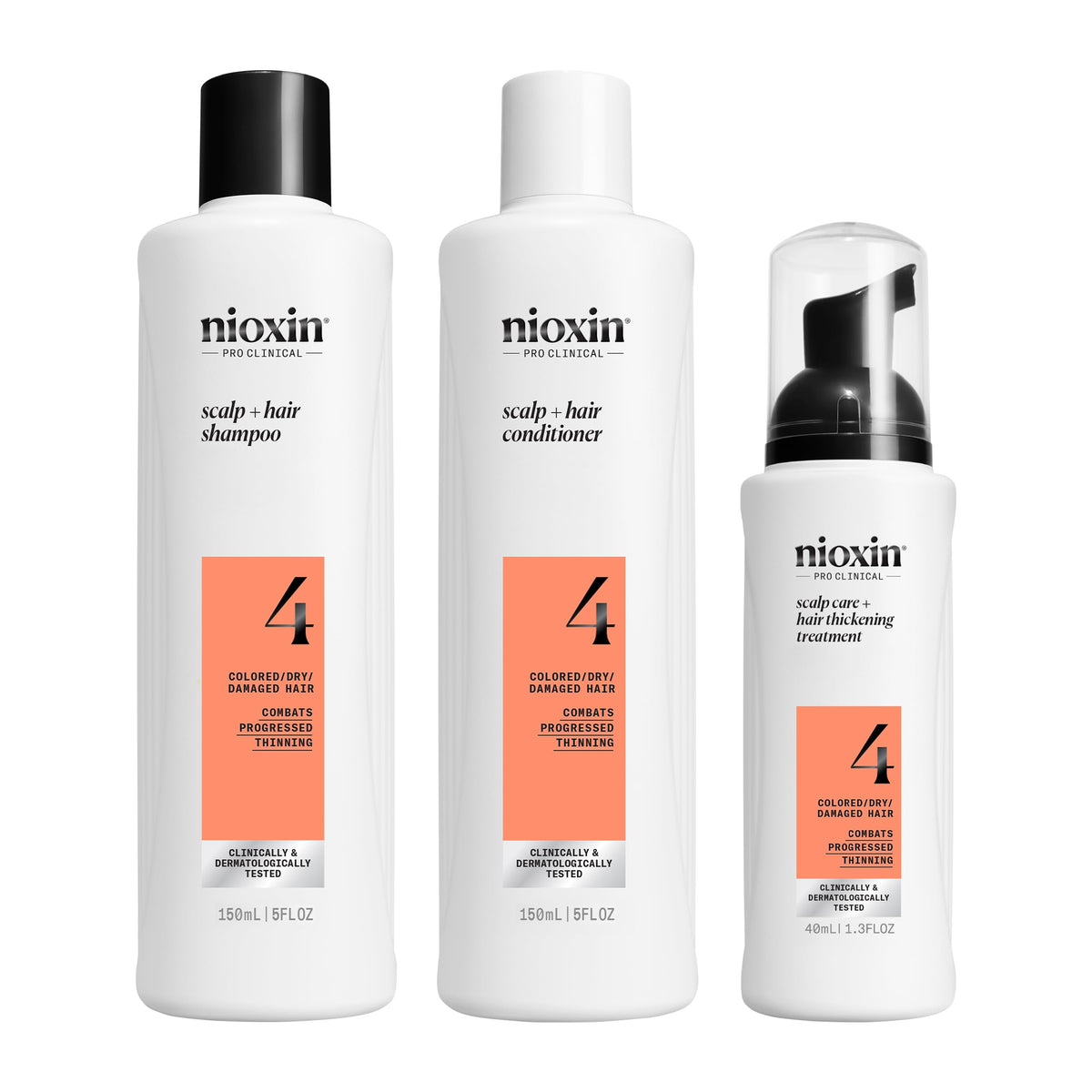 Nioxin front packaging showing trial kit, promotes thicker-looking hair