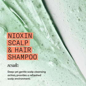 Nioxin System 4 scalp close-up demonstrating cleaner, healthier scalp surface