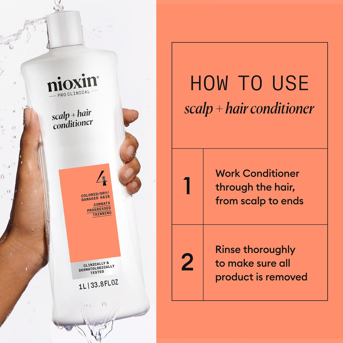 Nioxin System 4 size comparison next to common household bottle for scale
