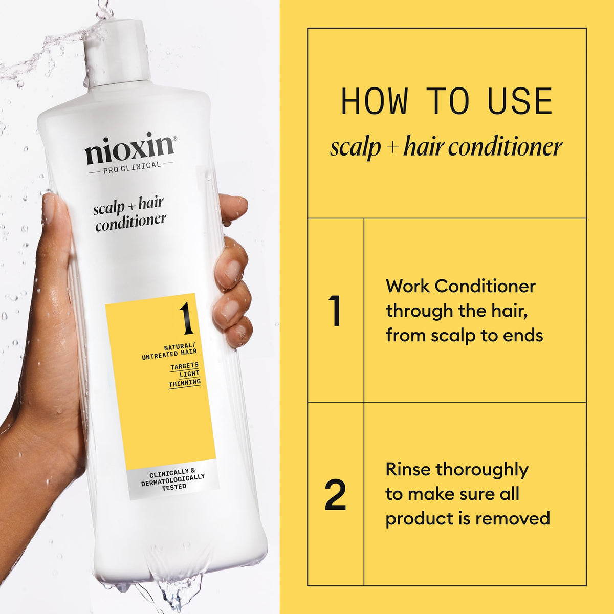 Nioxin system 1 ingredient illustration showing niacinamide and biotin for scalp support