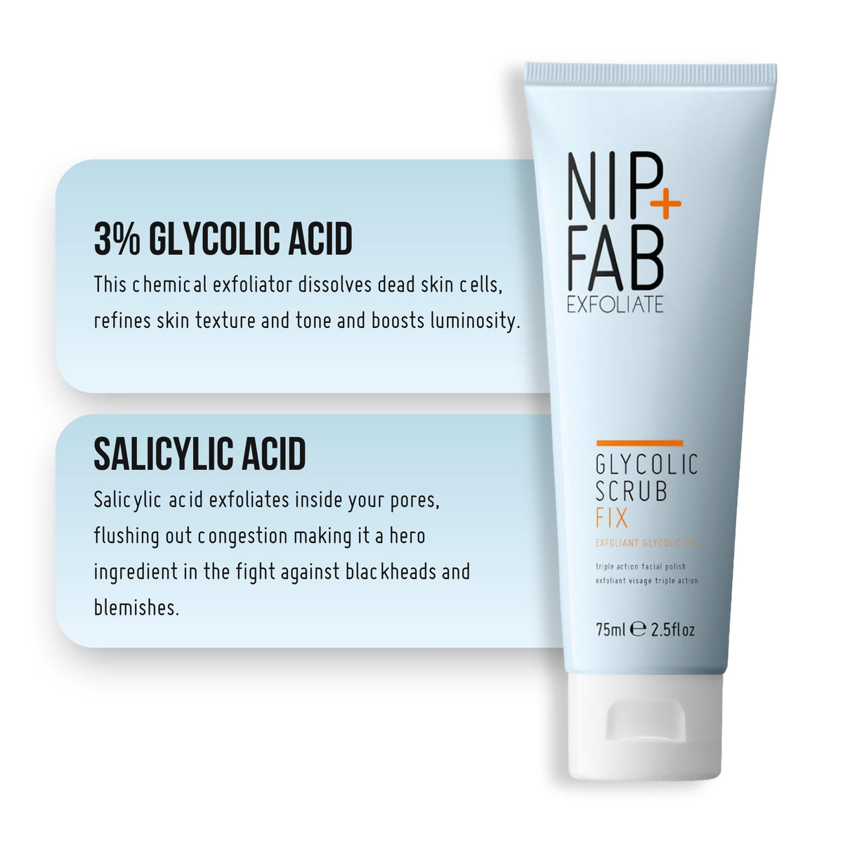 Nip+Fab squeezed onto palm showing easy dispensing and usage benefit