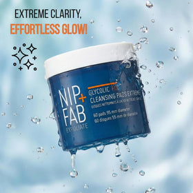 Before and after skin texture comparison with Nip+Fab pads showing refined pores
