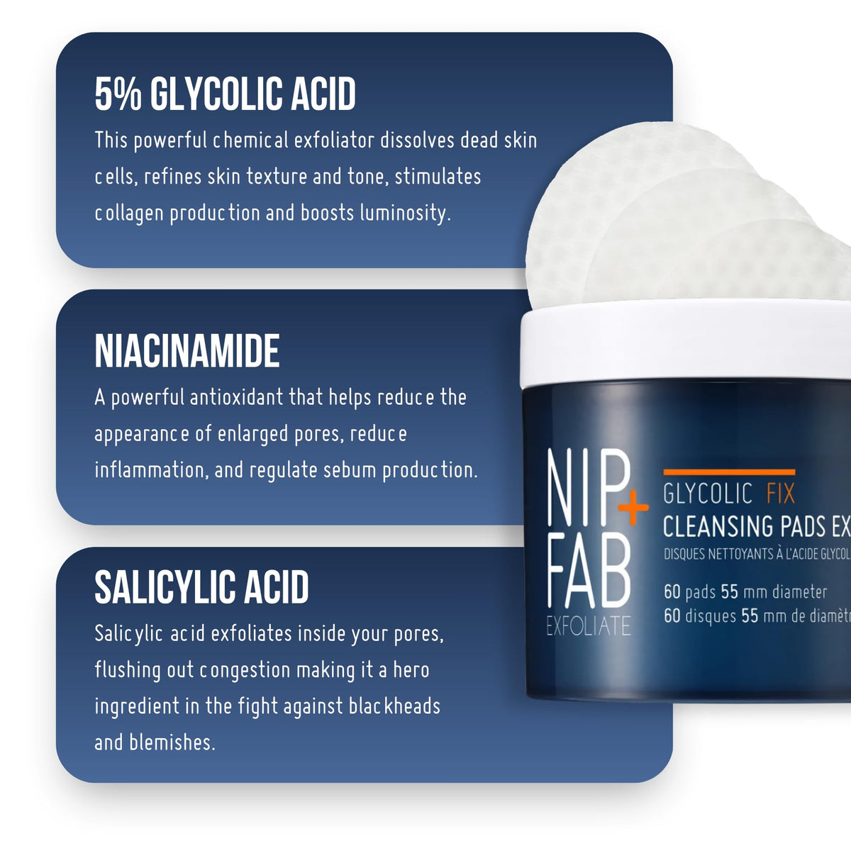 Nip+Fab pad in hand illustrating size and single-use convenience