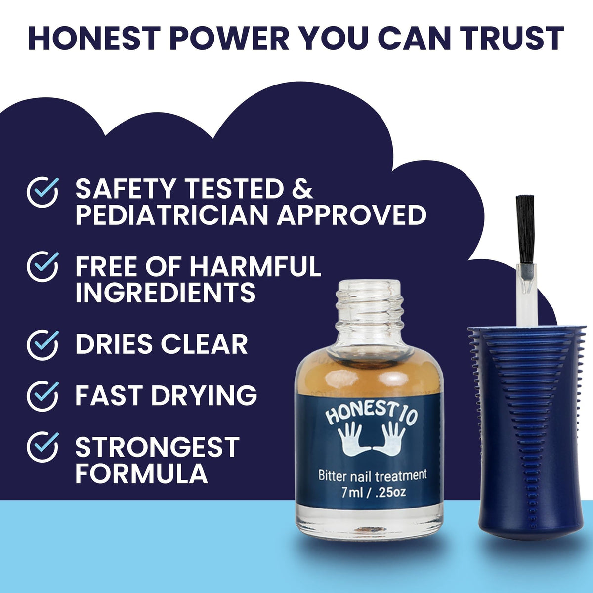 Nipit Honest10 brush applying clear polish for quick, easy deterrence