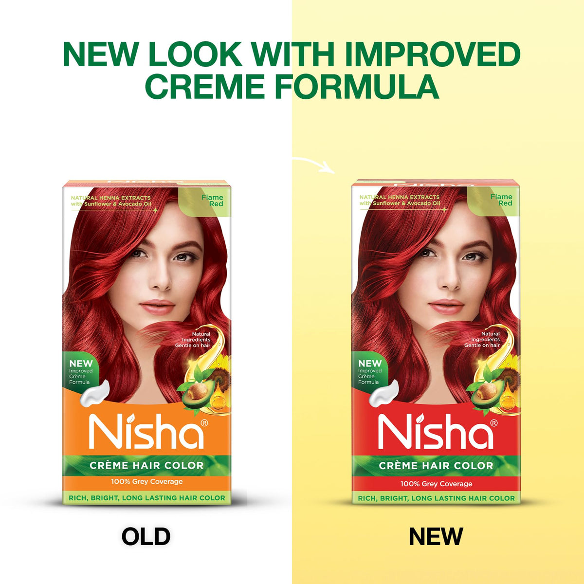 Nisha model with vibrant Flame Red hair showing vivid, glossy finish