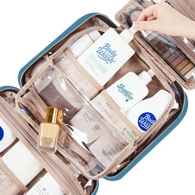 NISHEL close-up of elastic pockets securing brushes and bottles to prevent spills