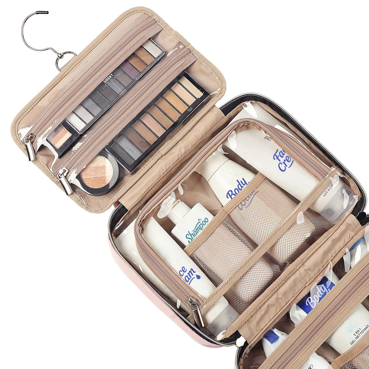 NISHEL elastic pocket closeup holding brushes and bottles to prevent spills